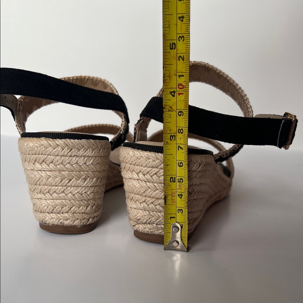 Black Suede & Rope Wedge Sandals - Picture 8 of 9